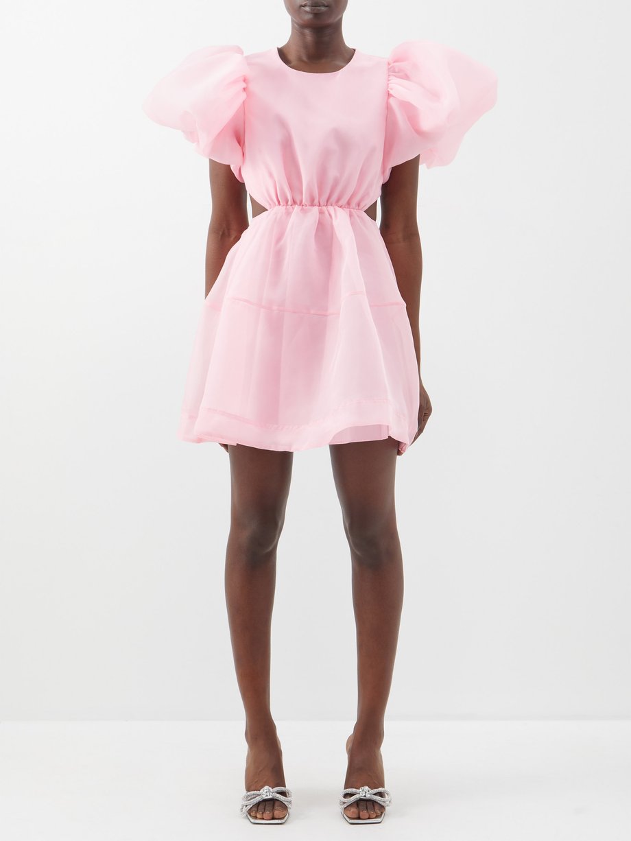 Pink Simplicity ruffle-sleeve organza mini dress | Aje | UK