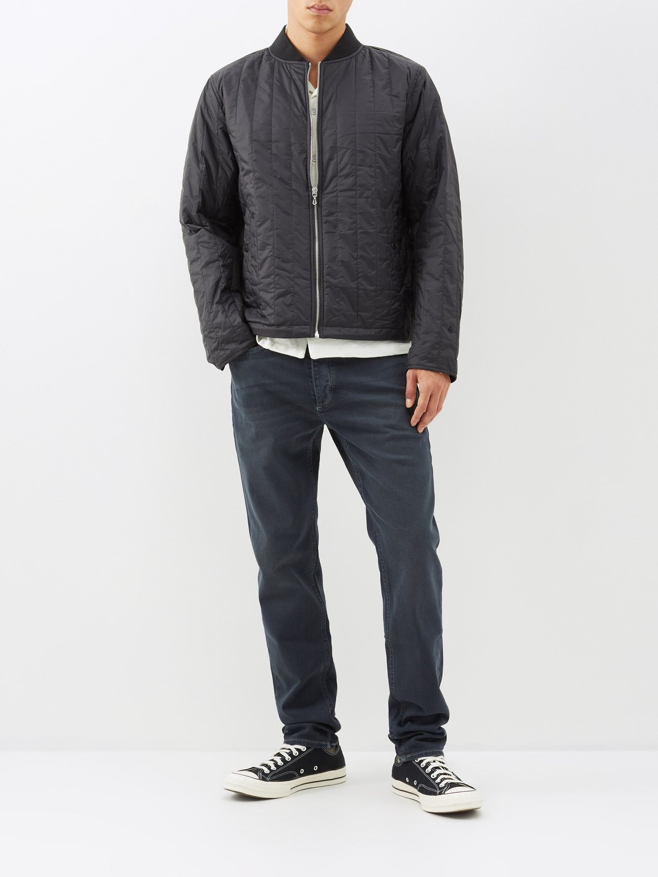 Asher zip-front quilted-shell jacket