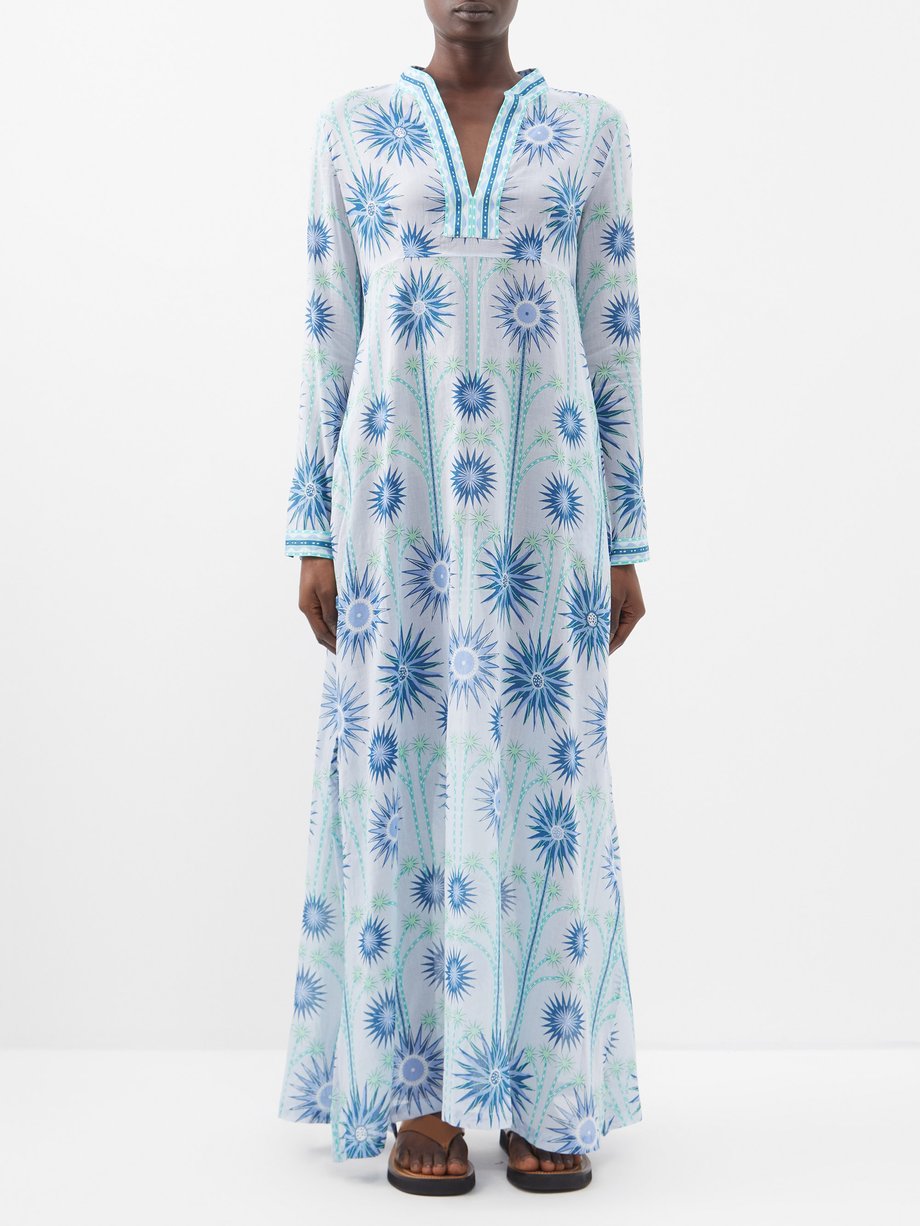 Blue Gytha Sea U floral cotton-voile dress | Emporio Sirenuse ...