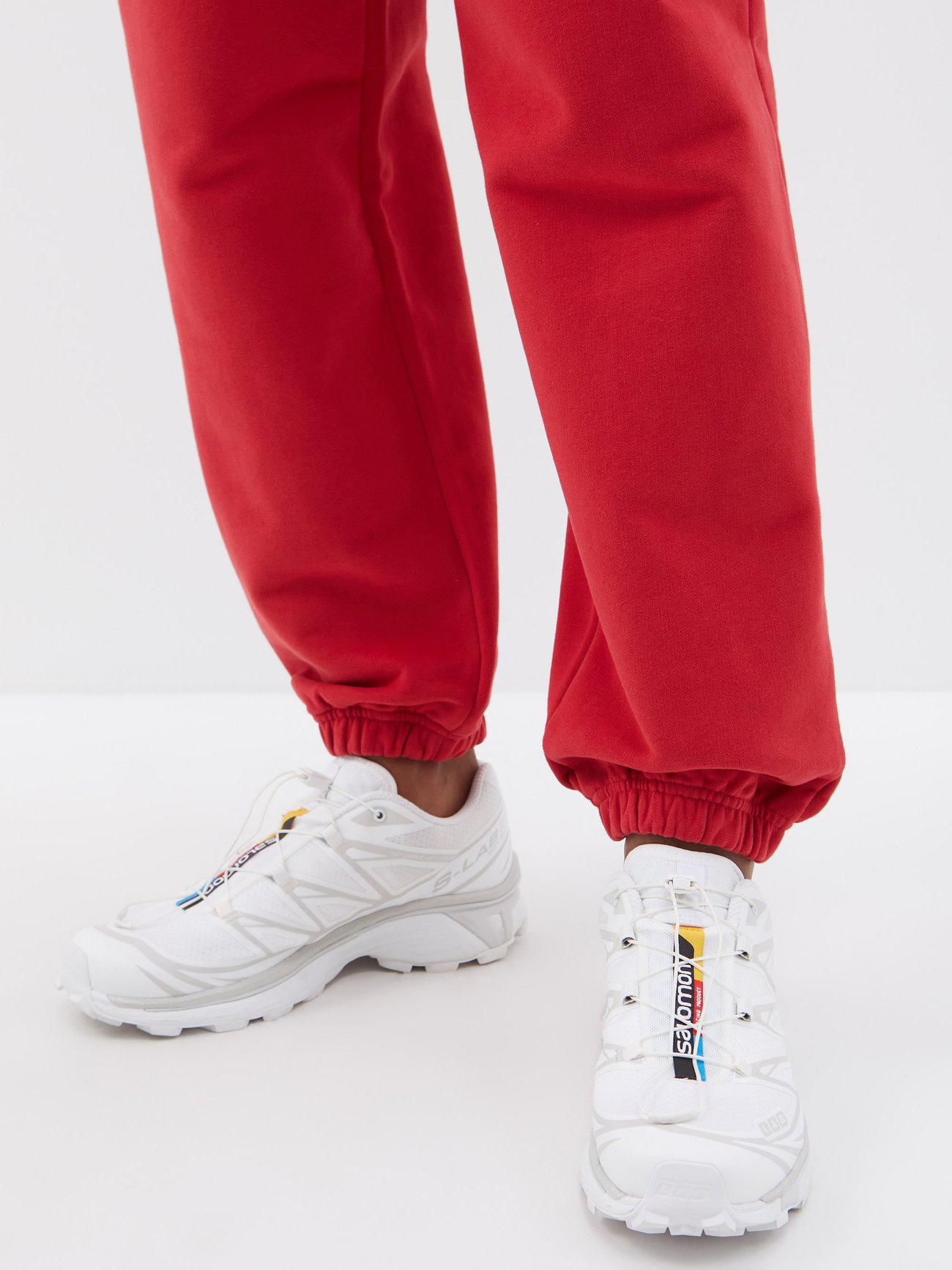 Red Logo-patch cotton-jersey track pants | Moncler | MATCHES UK