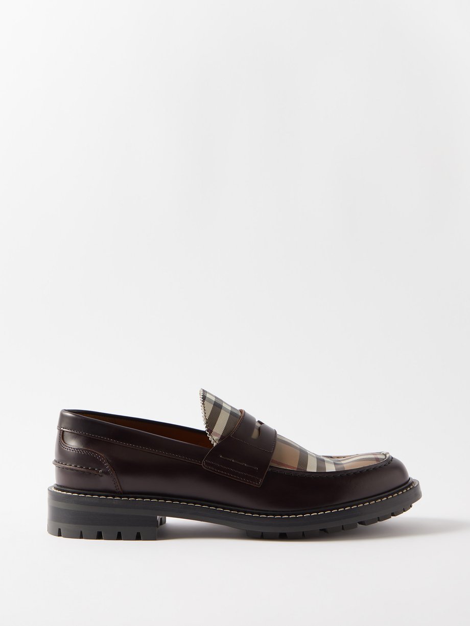 Brown Nova-check leather loafers | Burberry | MATCHESFASHION US