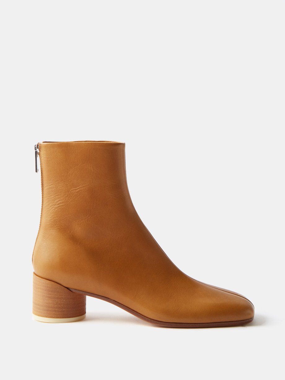 Brown Back-zip leather ankle boots | MM6 Maison Margiela ...
