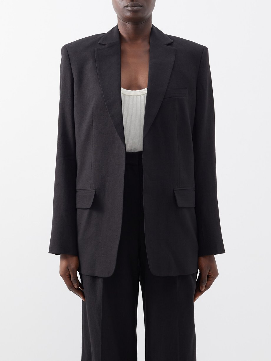 Black Notch-lapel linen-blend blazer | Matteau | MATCHESFASHION US
