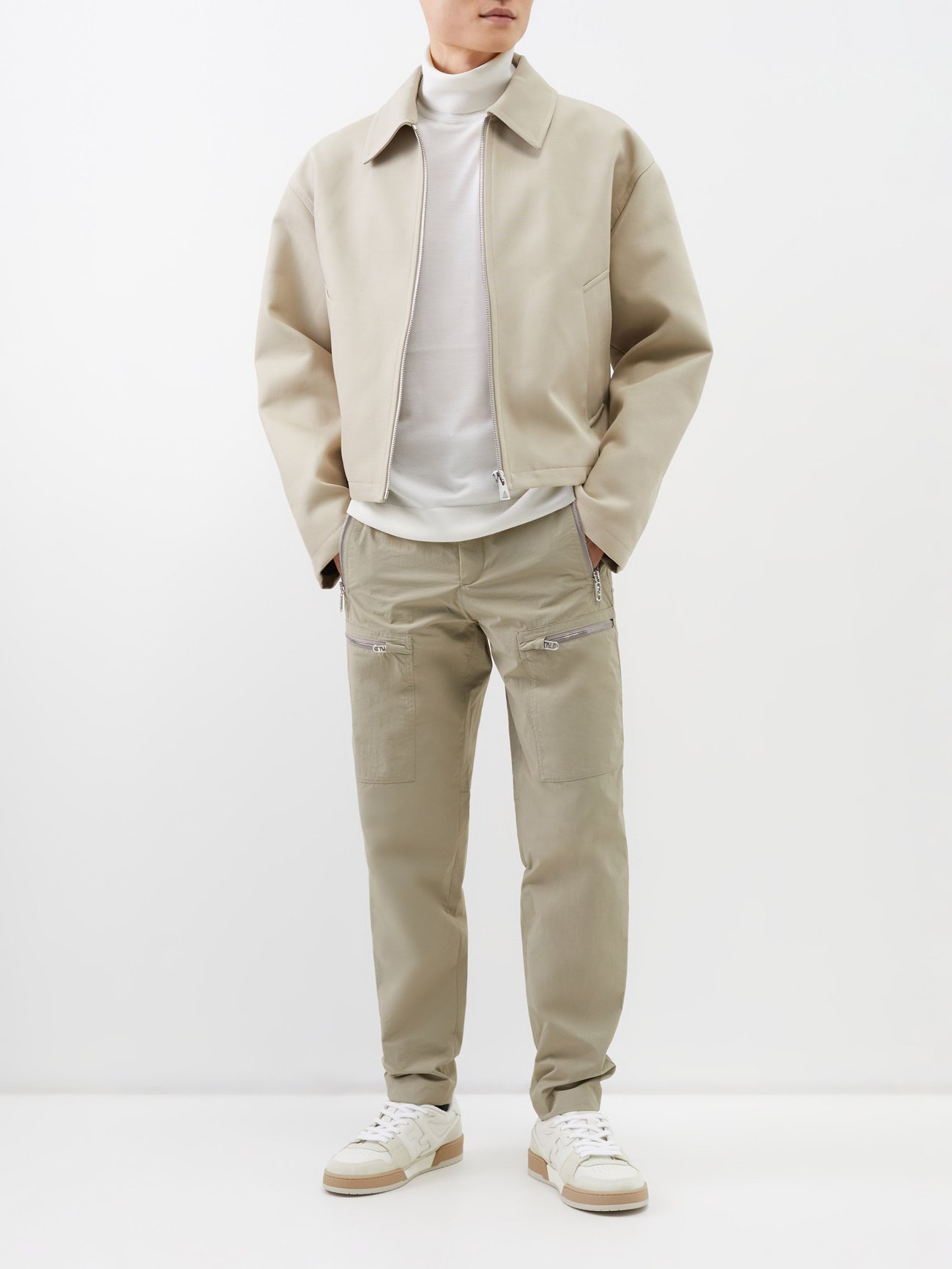 Beige Tech-nylon cargo trousers, Fendi