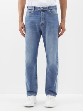 Valentino Garavani Rockstud two-tone straight-leg jeans