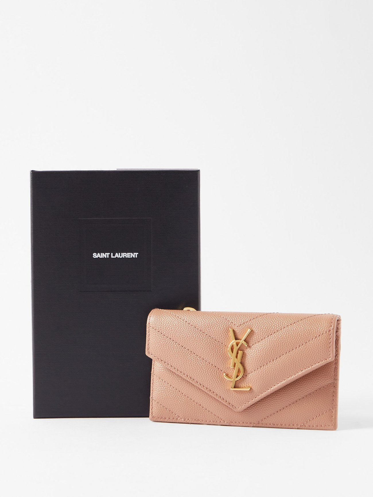 YSL-Plaque Zipped Quilted-Leather Cardholder