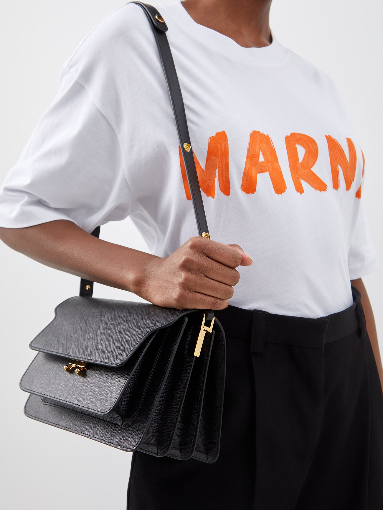 Marni Tan & Off-White Medium Tri Trunk Bag