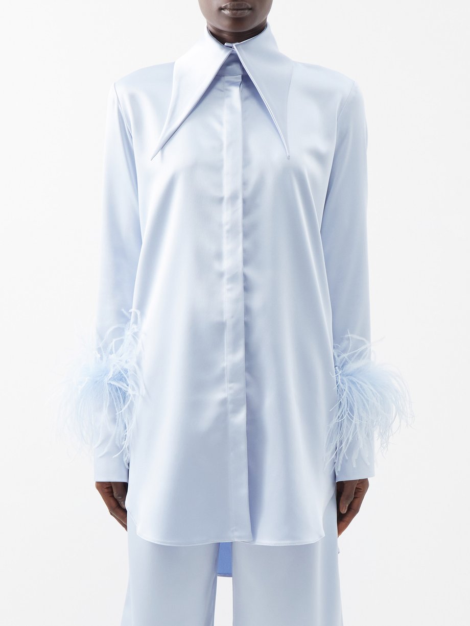 White Feather Trim Shirt