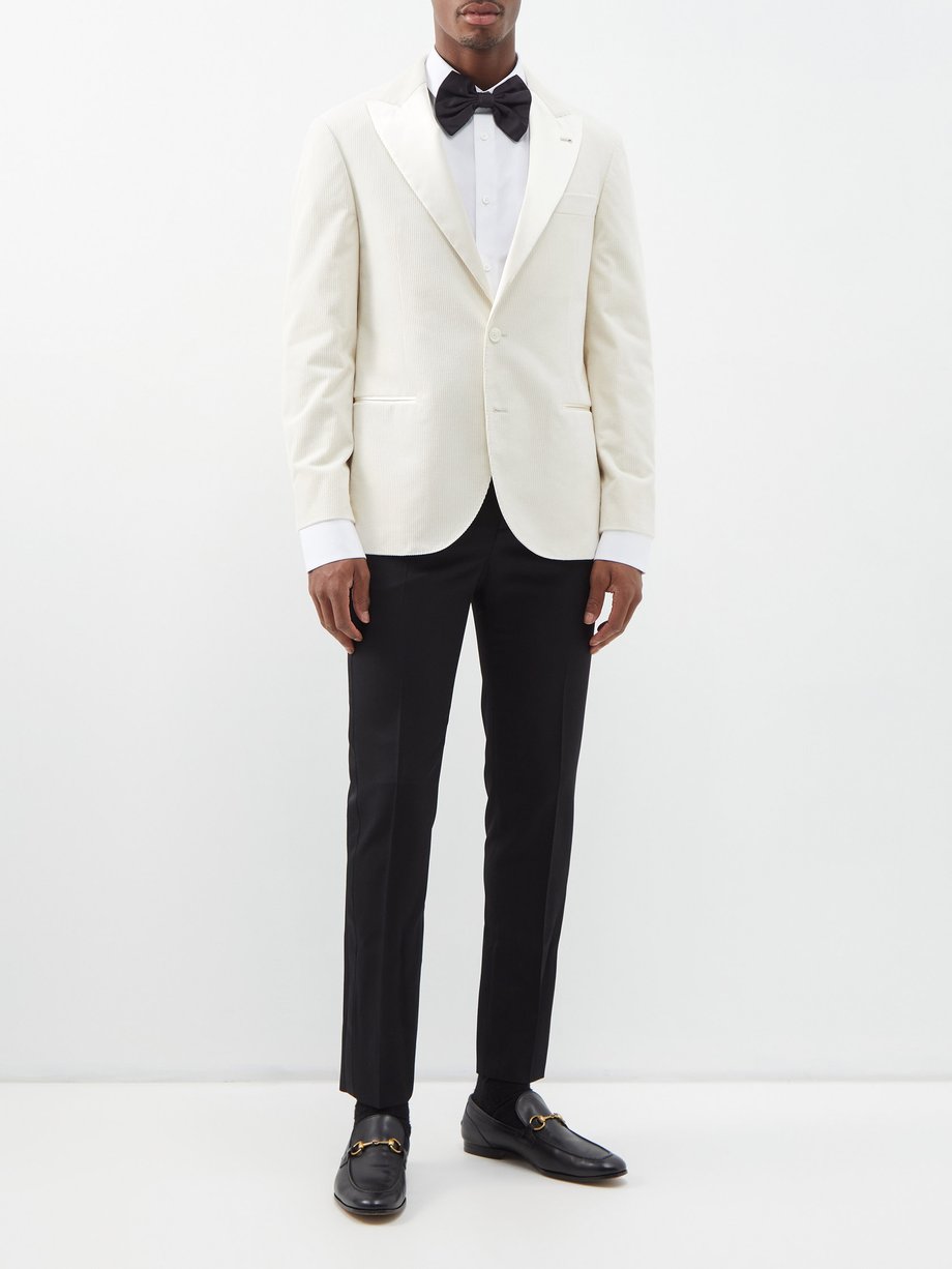White Satin lapel cotton-corduroy tuxedo jacket | Brunello Cucinelli ...