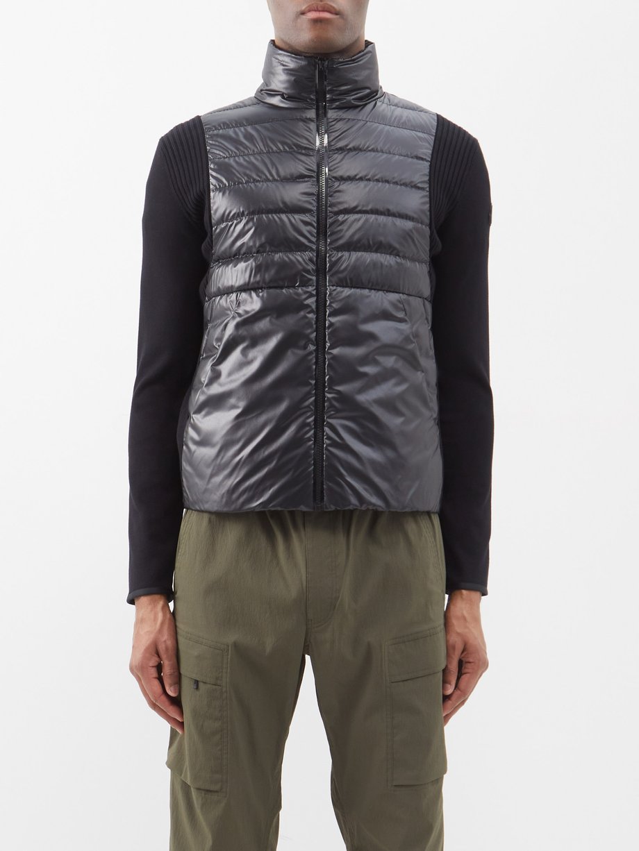 Black Quilted down-panel wool sweater | Moncler | MATCHES UK