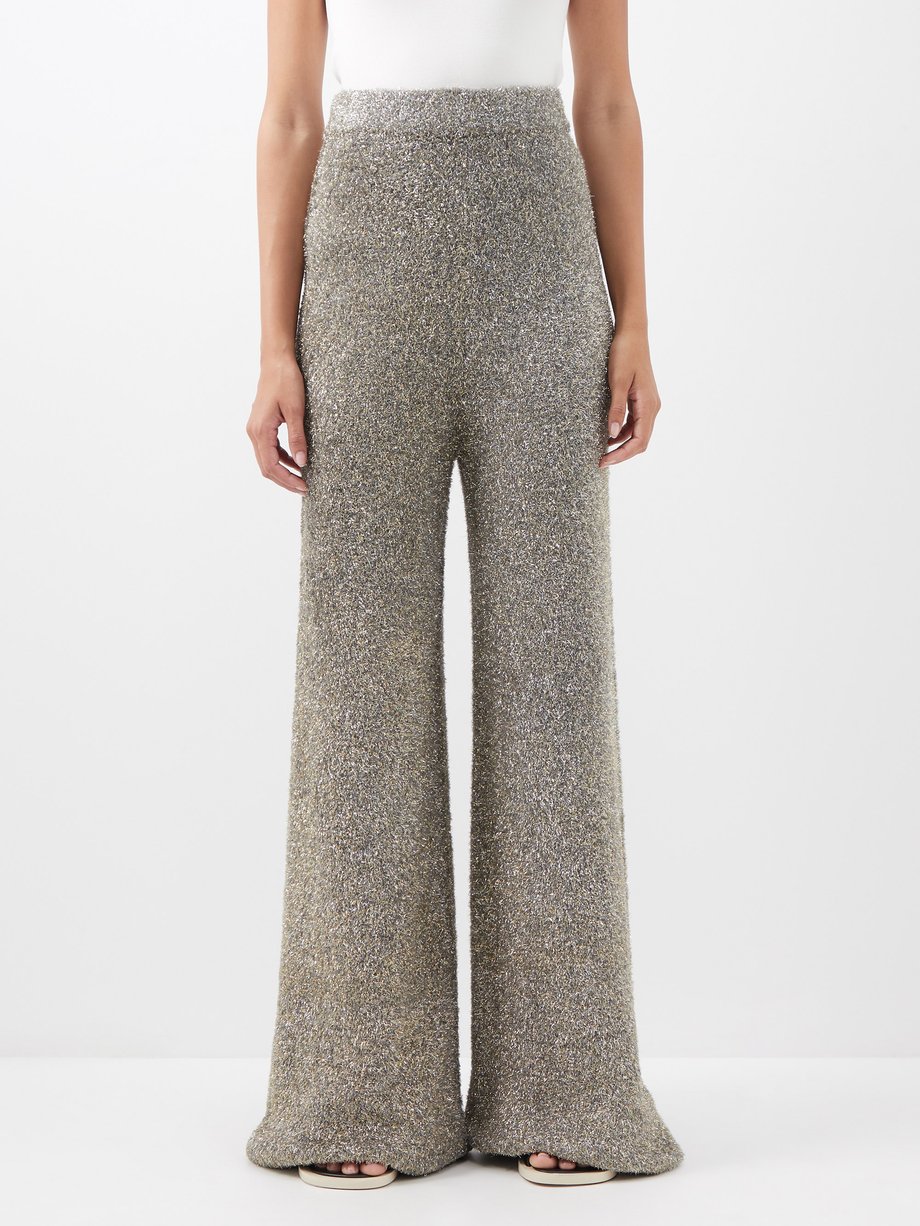 Silver High-rise metallic-knit trousers | Joseph | MATCHESFASHION UK