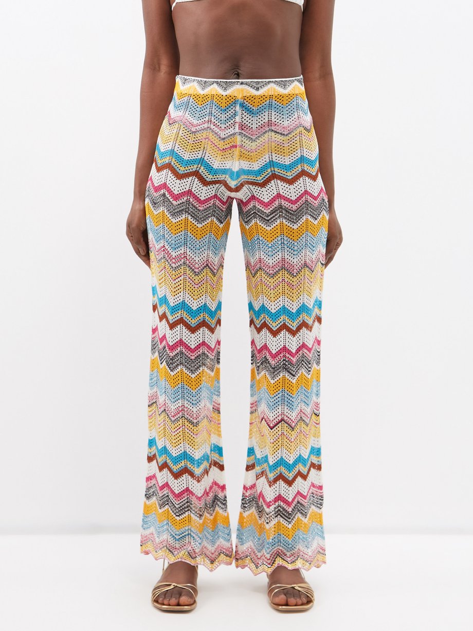 Multicoloured High-waist open-knit jersey trousers | Missoni | MATCHES UK