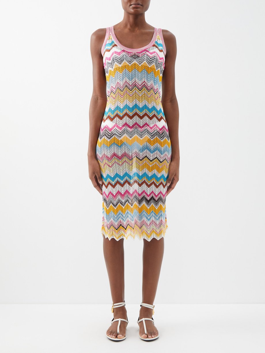 Multicoloured Zigzag crochet-knit midi dress | Missoni | MATCHES UK