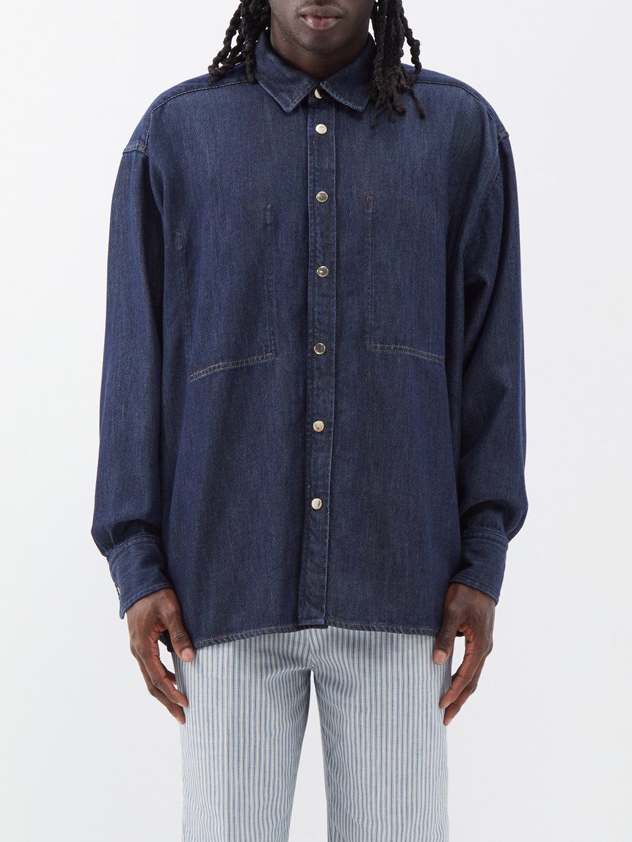 Regular Fit Denim Overshirt - Denim blue - Men | H&M US