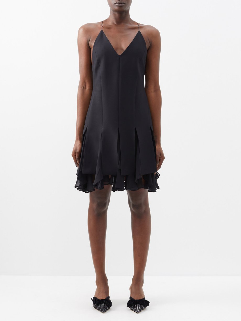 Black Teagan V-neck crepe mini dress | Khaite | MATCHESFASHION US