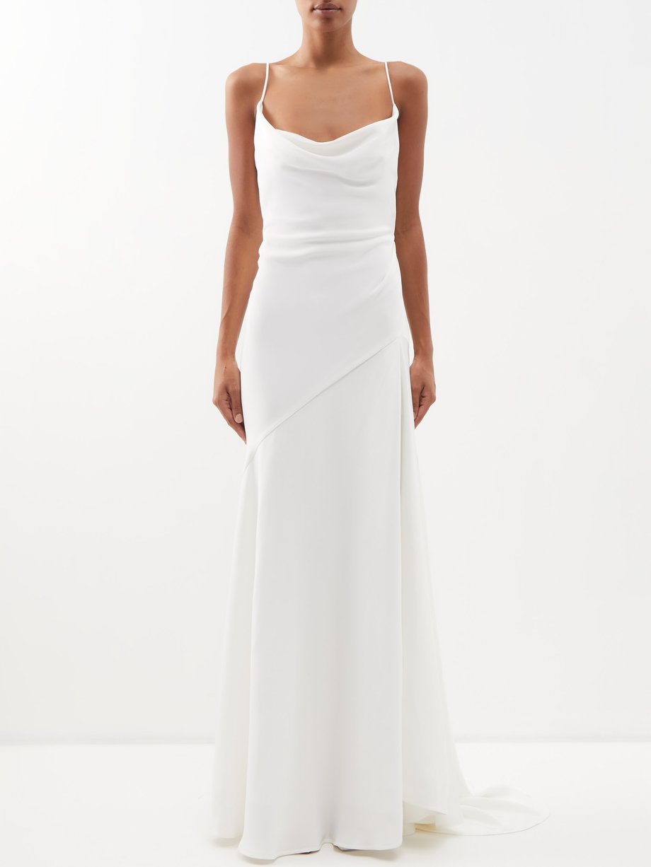 White Athena cowl-neck silk-cady gown | Vivienne Westwood ...