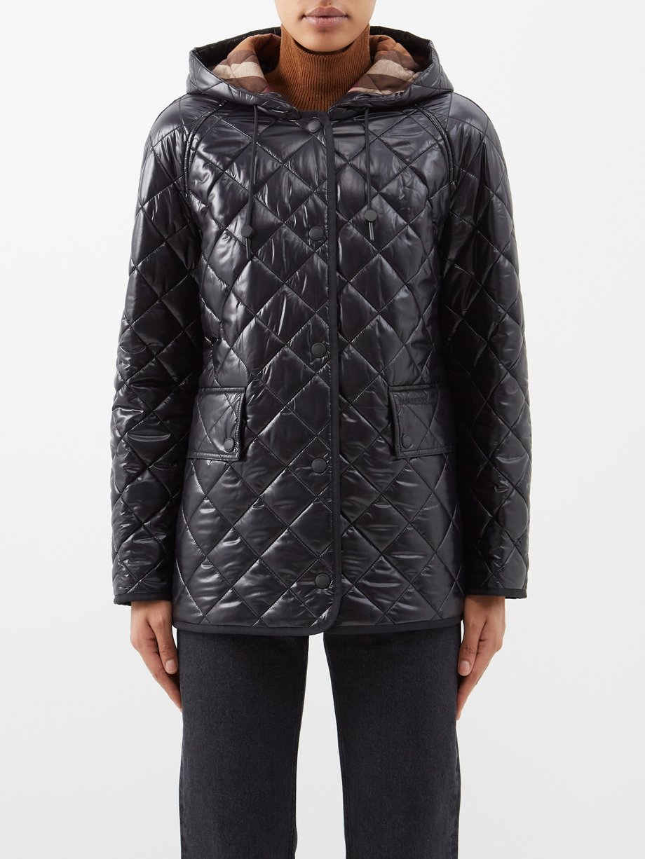 Black Diamond-quilted lacquered hooded jacket | Burberry | MATCHESFASHION US
