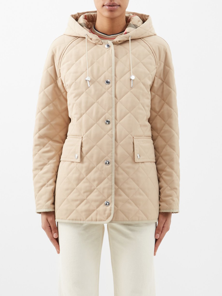Beige Diamond-quilted hooded jacket | Burberry | MATCHESFASHION US