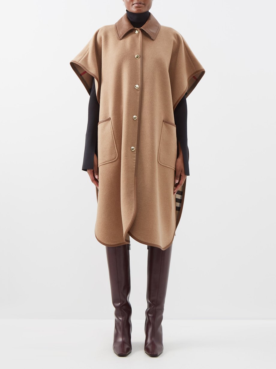 Beige check wool cape | Burberry | MATCHESFASHION US