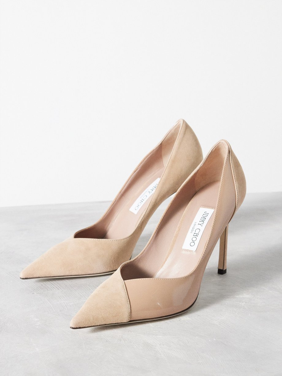 Pink Cass 95 suede point-toe pumps | Jimmy Choo | MATCHES UK