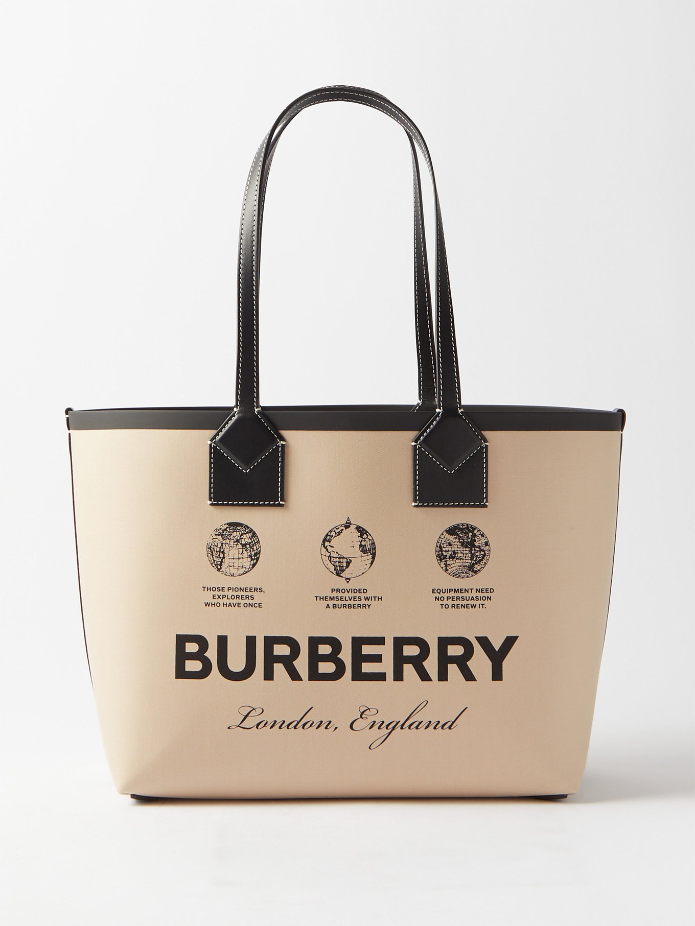Black Logo-print leather-trim canvas tote bag | Burberry | MATCHESFASHION US