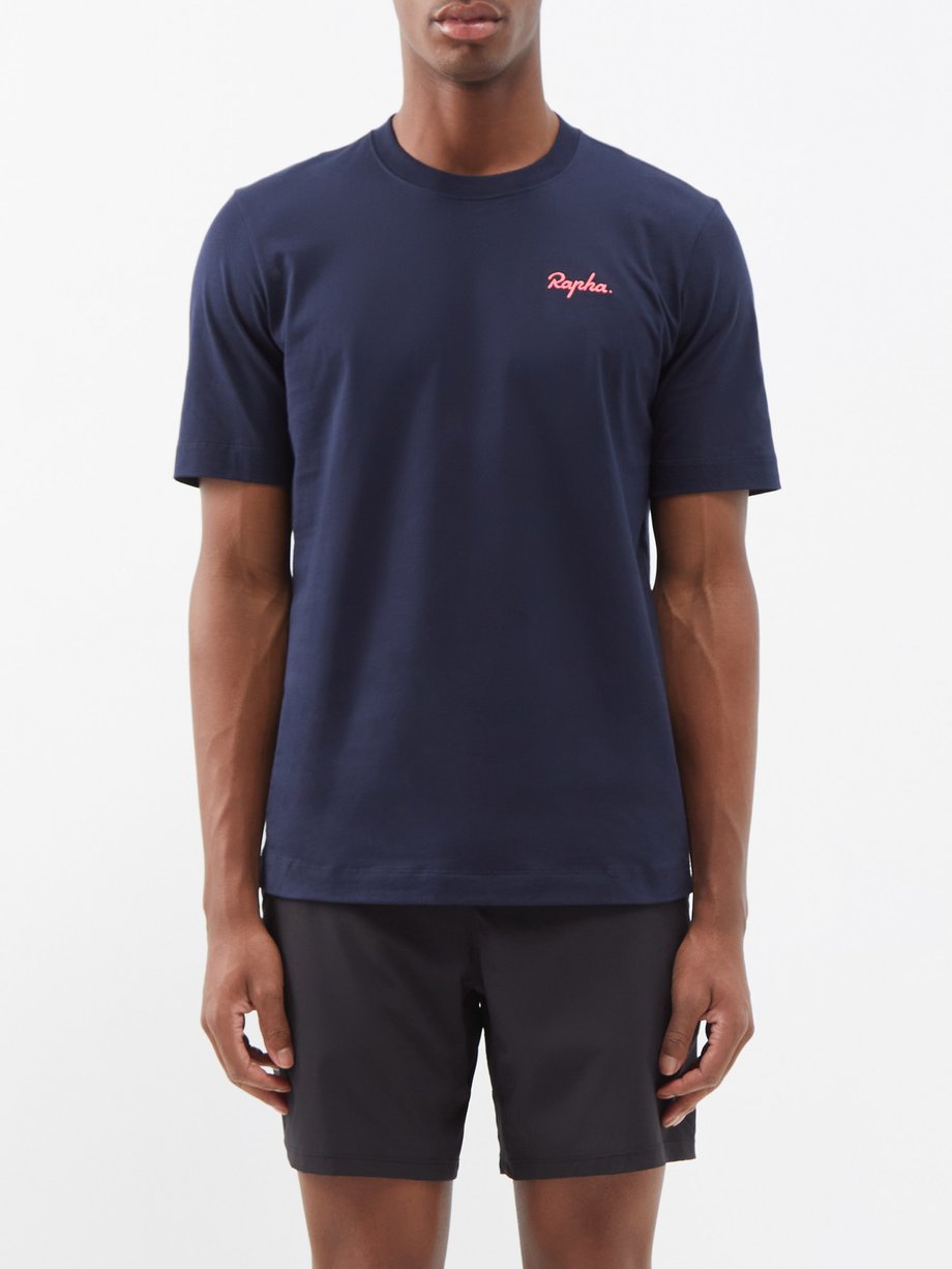 Navy Logo-print cotton-jersey T-shirt | rapha | MATCHES UK
