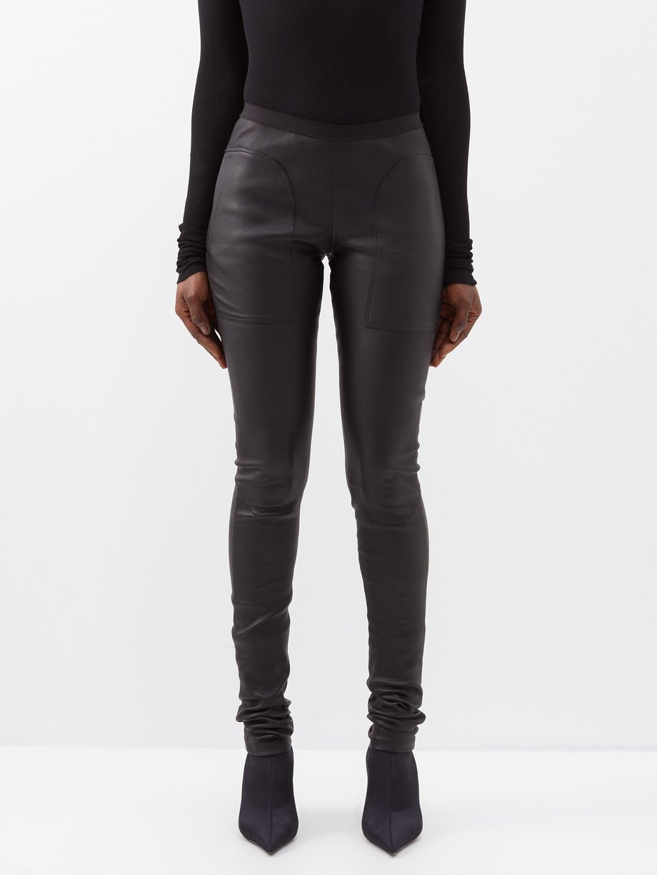 Black High-rise panelled-leather leggings | Rick Owens | MATCHESFASHION UK