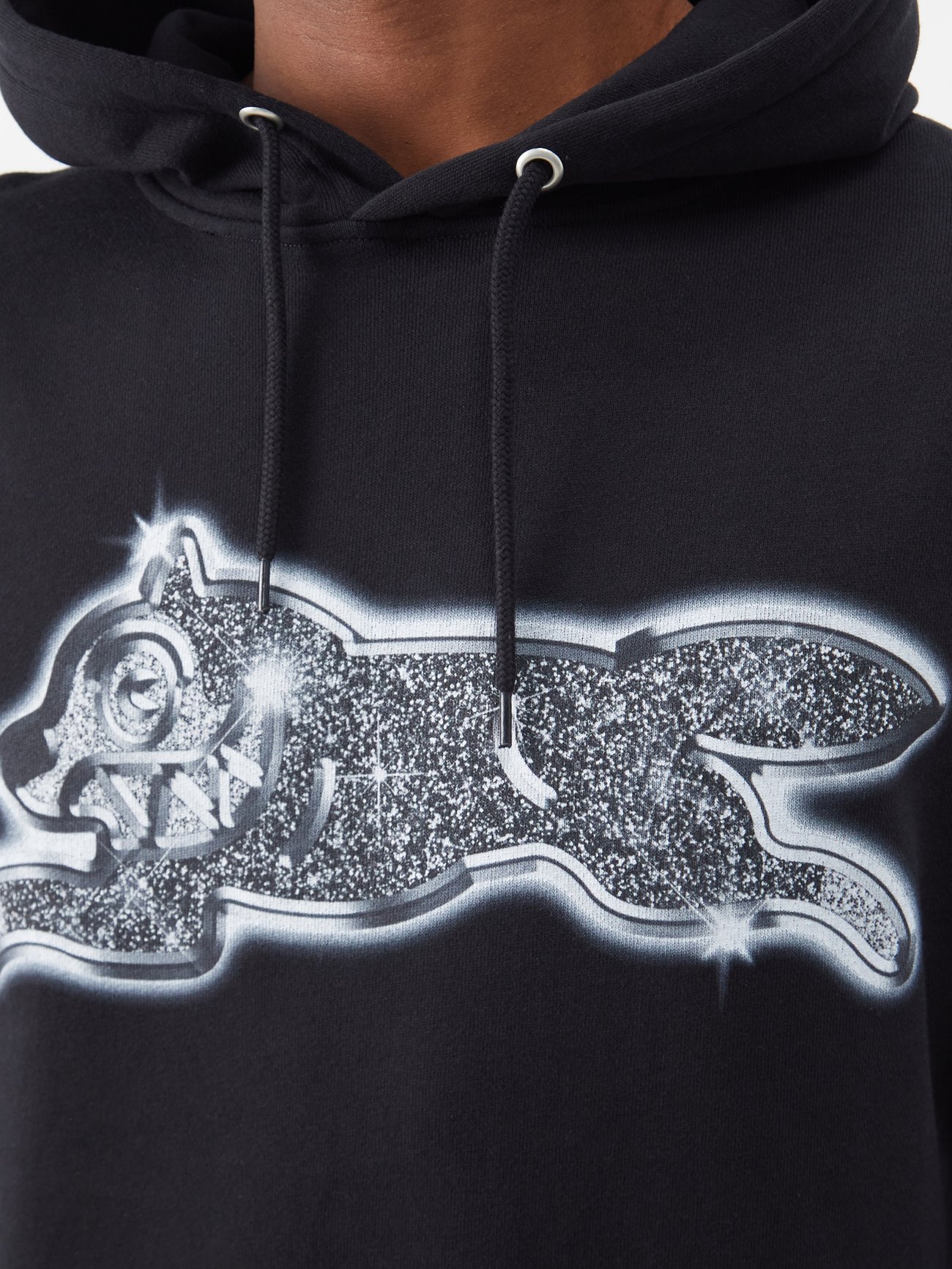 Black Iced Out running-dog logo cotton hoodie | ICECREAM