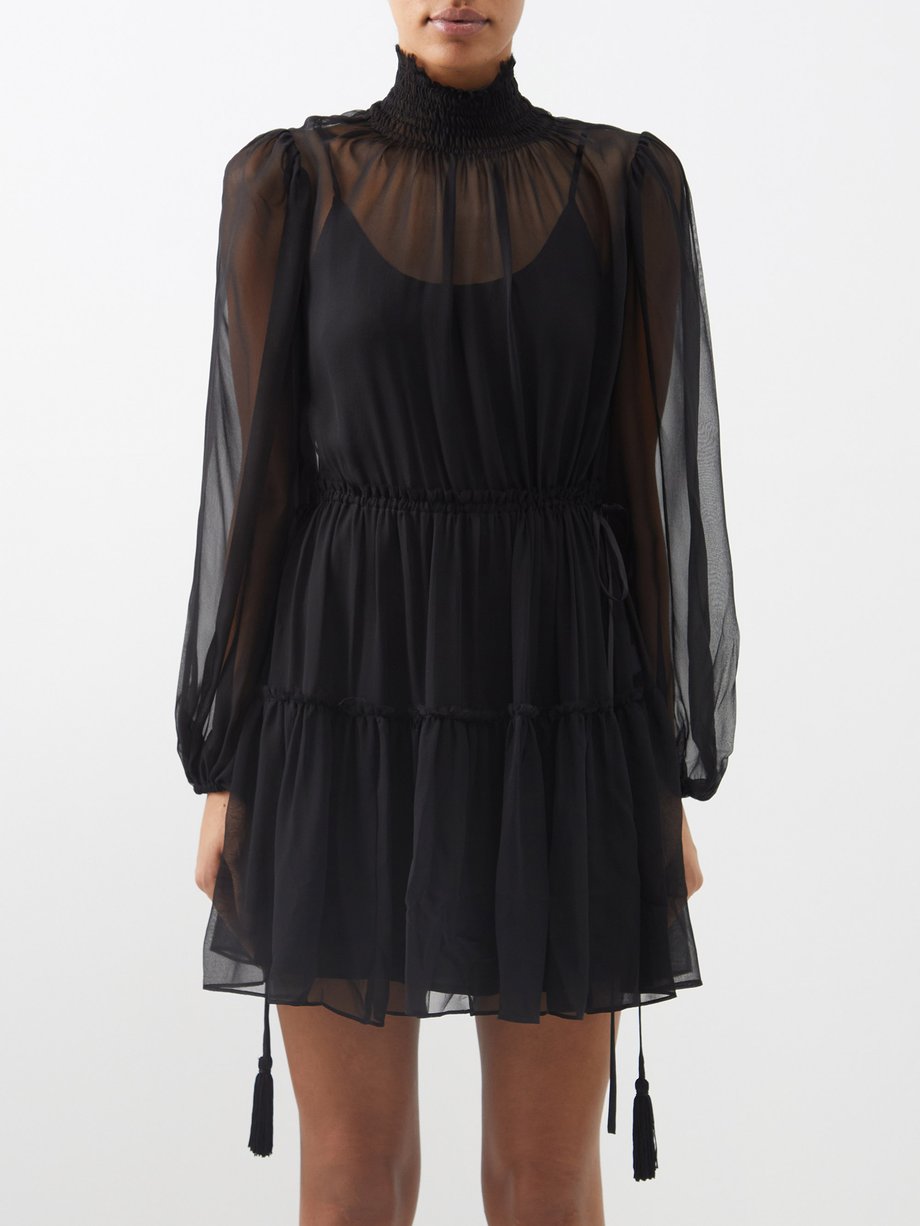 Black Chiara sheer silk mini dress | La Ligne | MATCHESFASHION AU