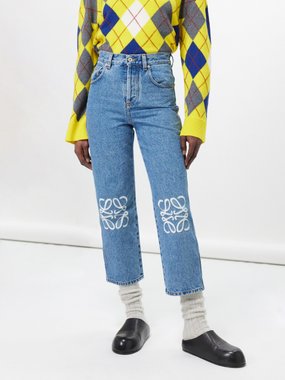 LOEWE Anagram-patch cropped jeans