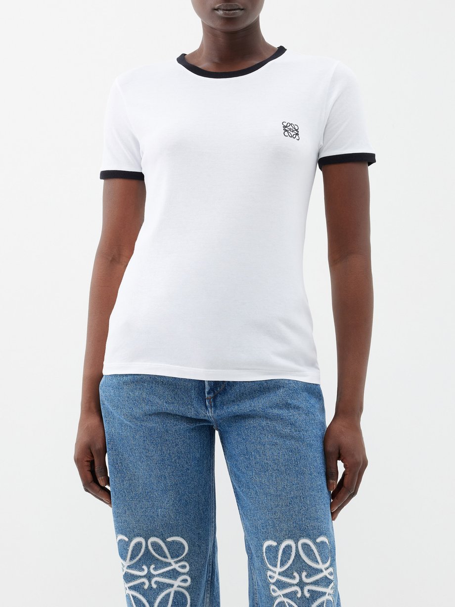 Anagram Cotton Jersey T Shirt in White - Loewe