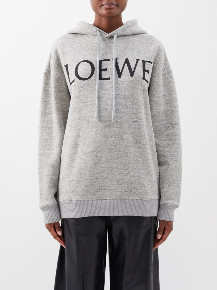 Grey Oversized logo-print cotton-blend jersey hoodie, LOEWE