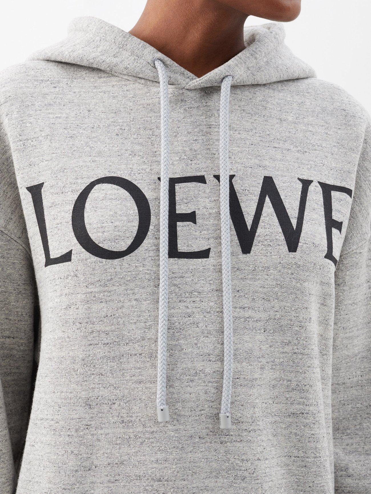 Logo Print Cotton Blend Hoodie in White - Loewe