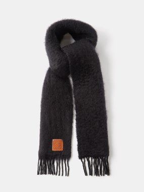 Loewe Fringed printed wool, silk and cashmere-blend scarf - Women - White Scarves and Wraps