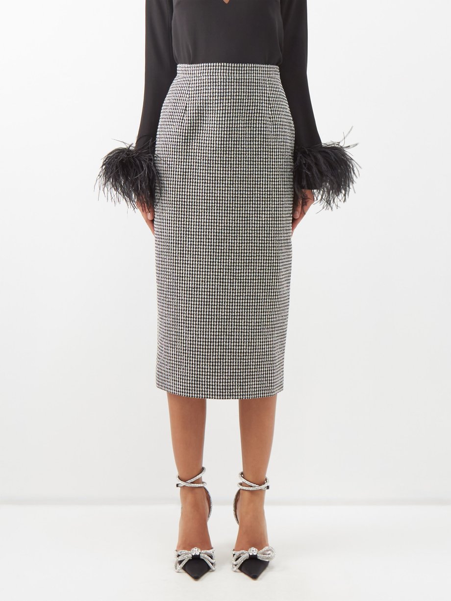 Black Sequinned wool-blend tweed pencil skirt | Alessandra Rich ...