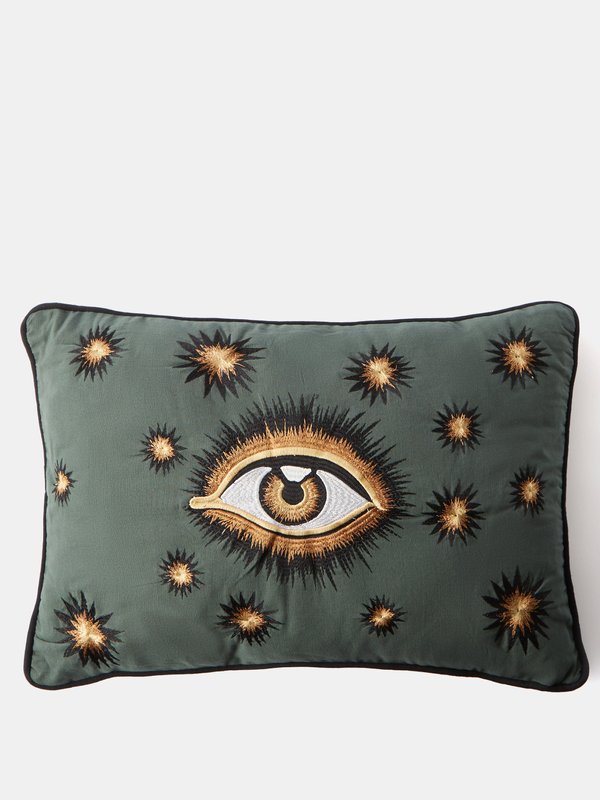 Les Ottomans Eye-embroidered cotton cushion