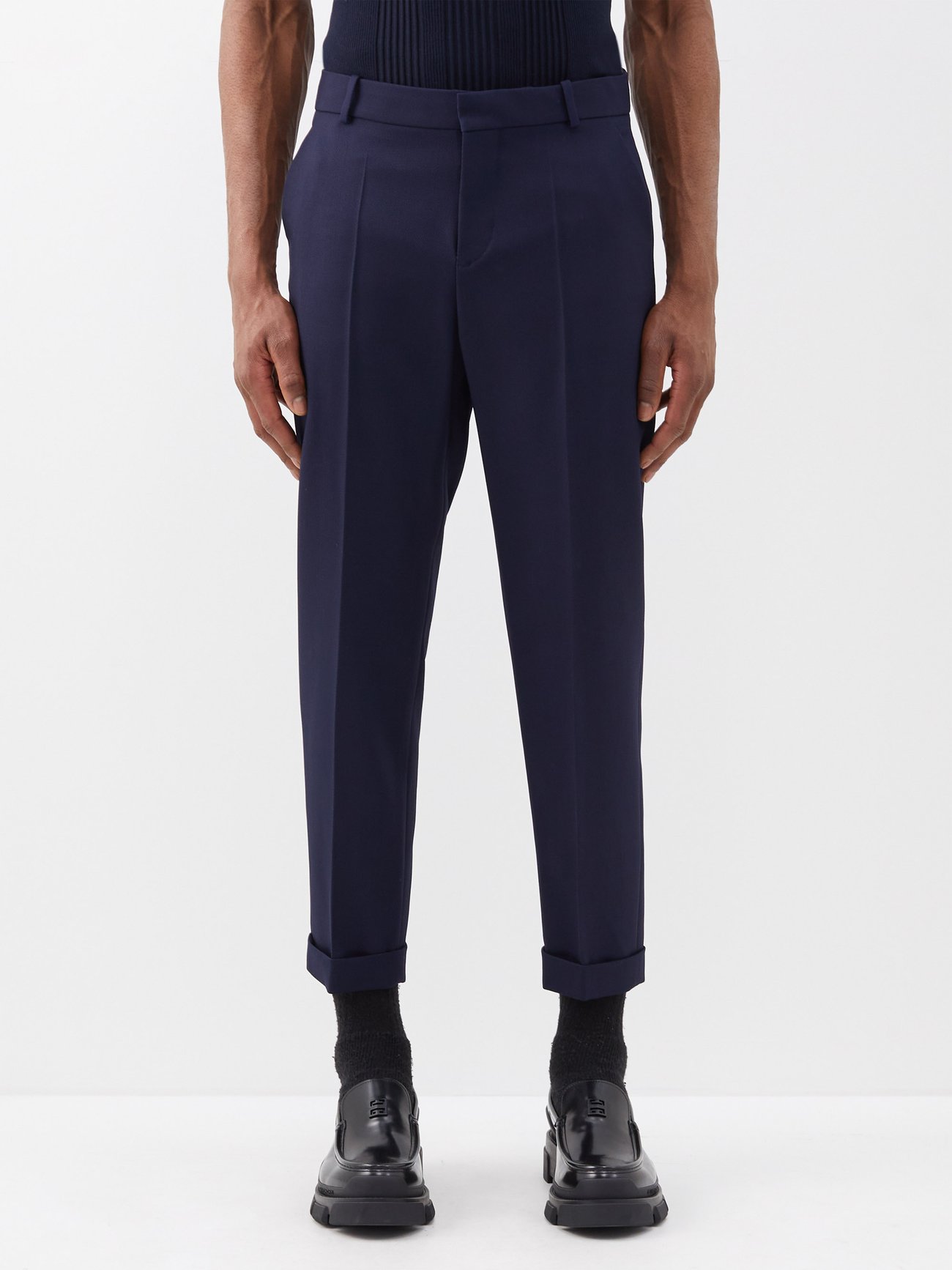 Blue Straight-leg wool-twill suit trousers | Balmain | MATCHESFASHION US