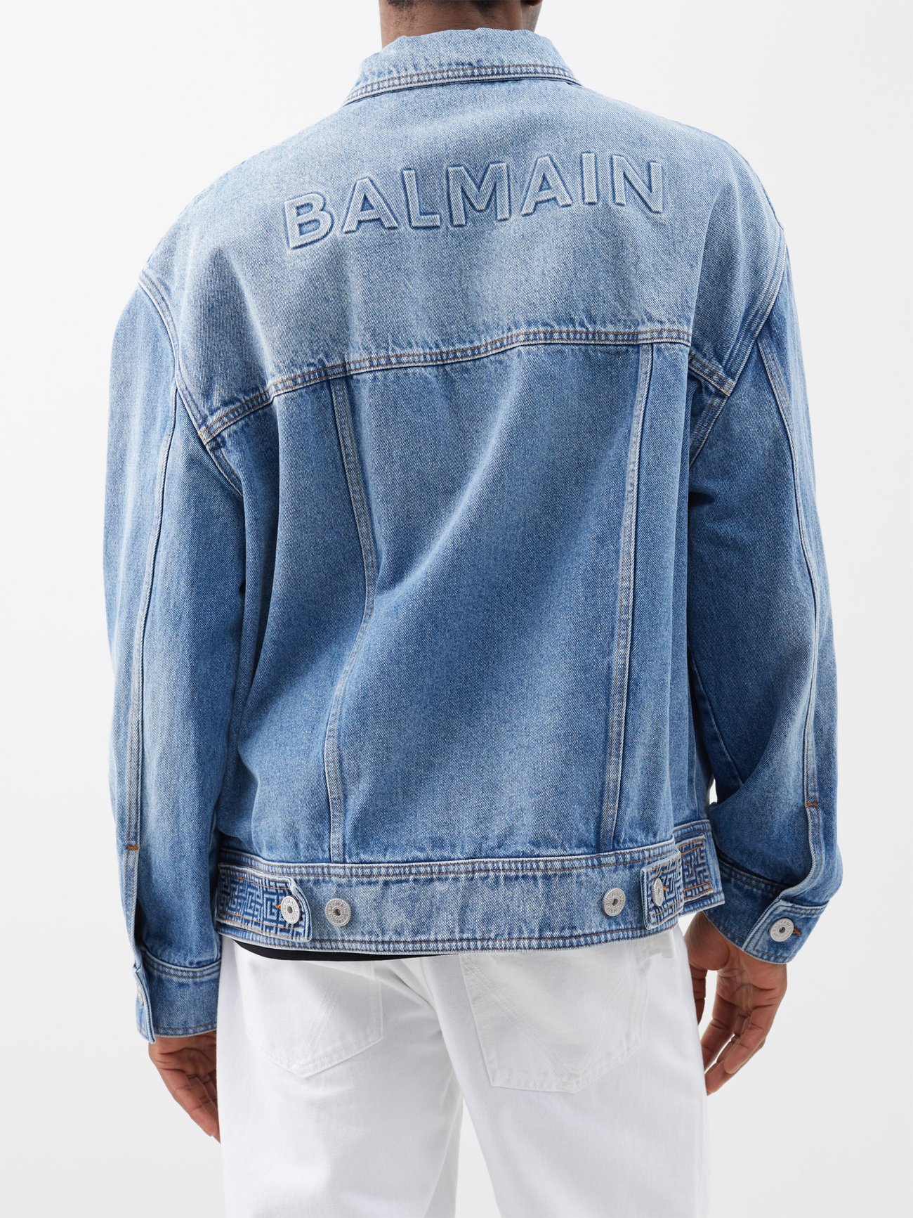 Balmain Monogram Denim Jacket in Blue for Men