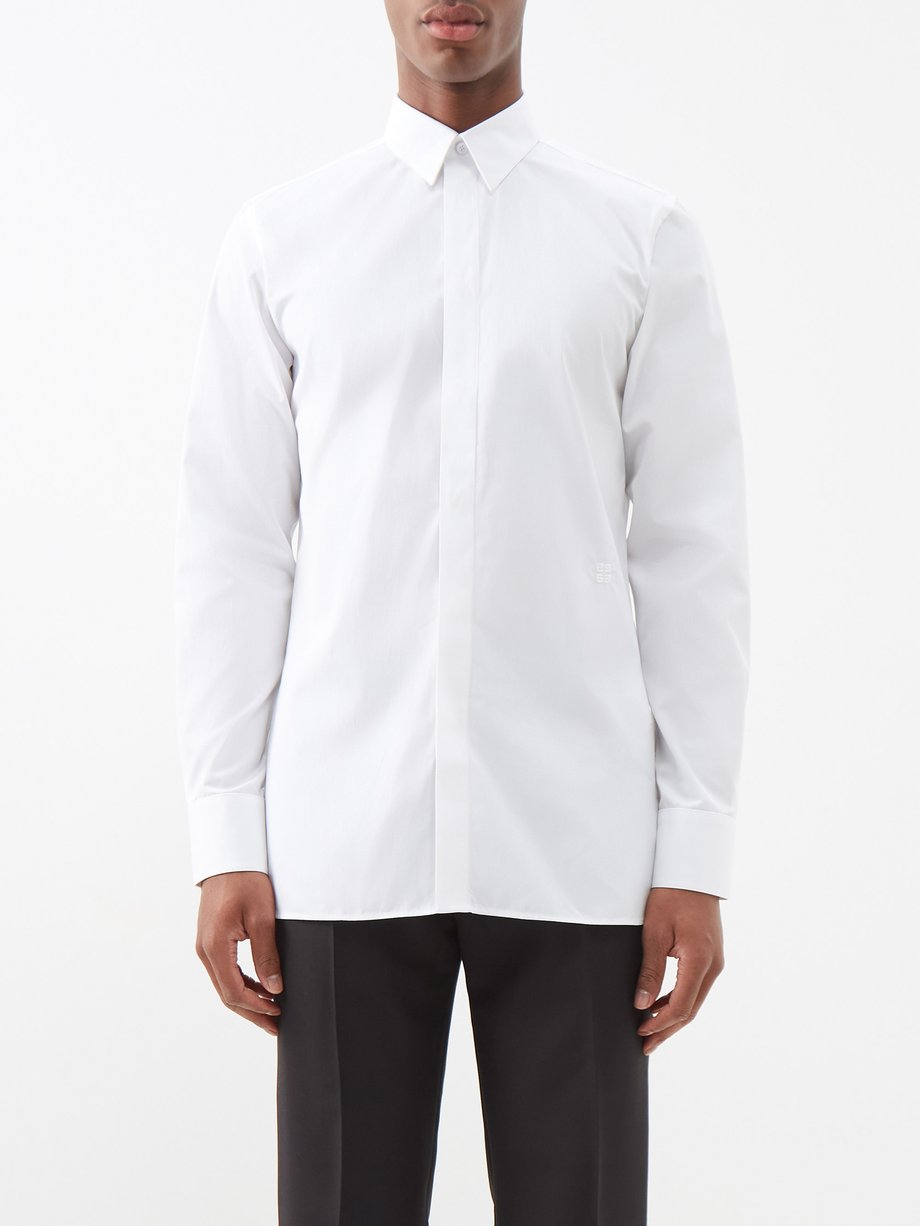 White Logo-embroidered cotton-poplin shirt | Givenchy | MATCHESFASHION UK