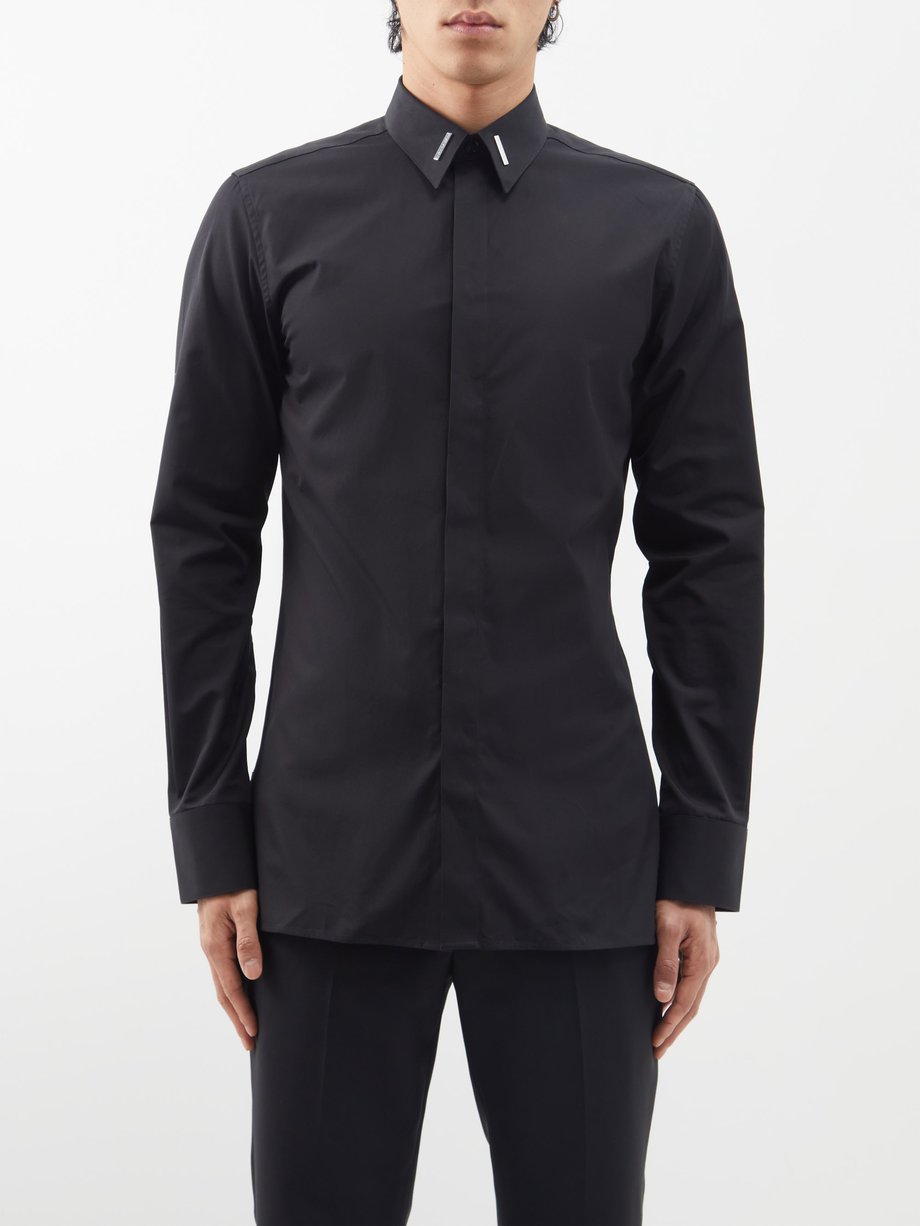 Black Logo-collar cotton shirt | Givenchy | MATCHESFASHION UK