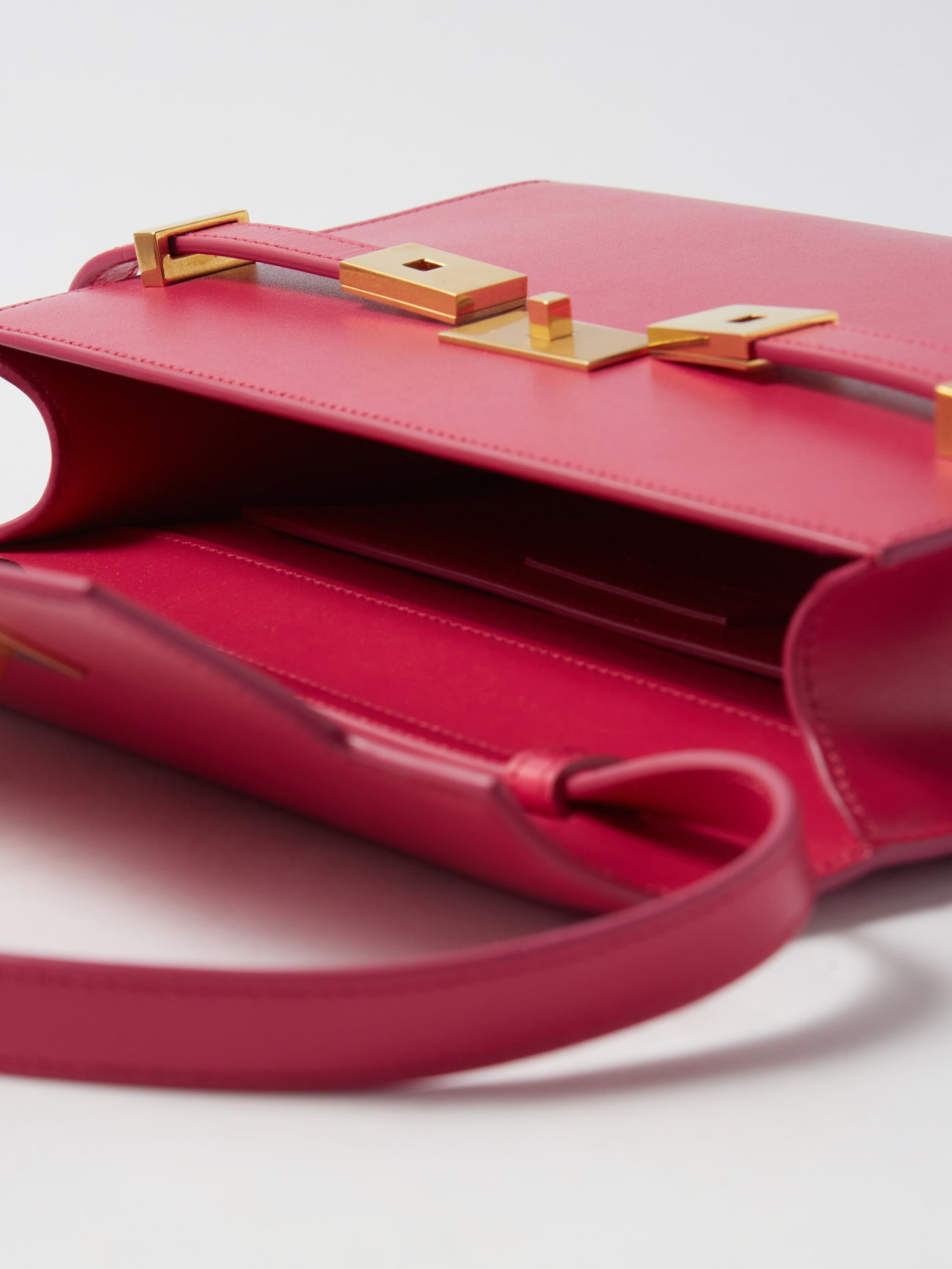 Saint Laurent Bellechasse Leather Crossbody Bag in Red