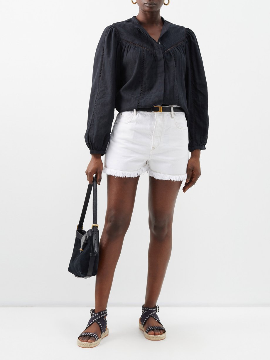 Black Leonard cotton-blend gauze blouse | Marant Etoile | MATCHESFASHION UK