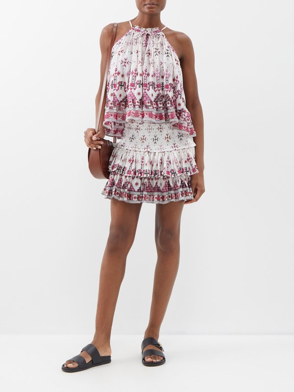 Marant Etoile Naomi tiered cotton-blend mini skirt