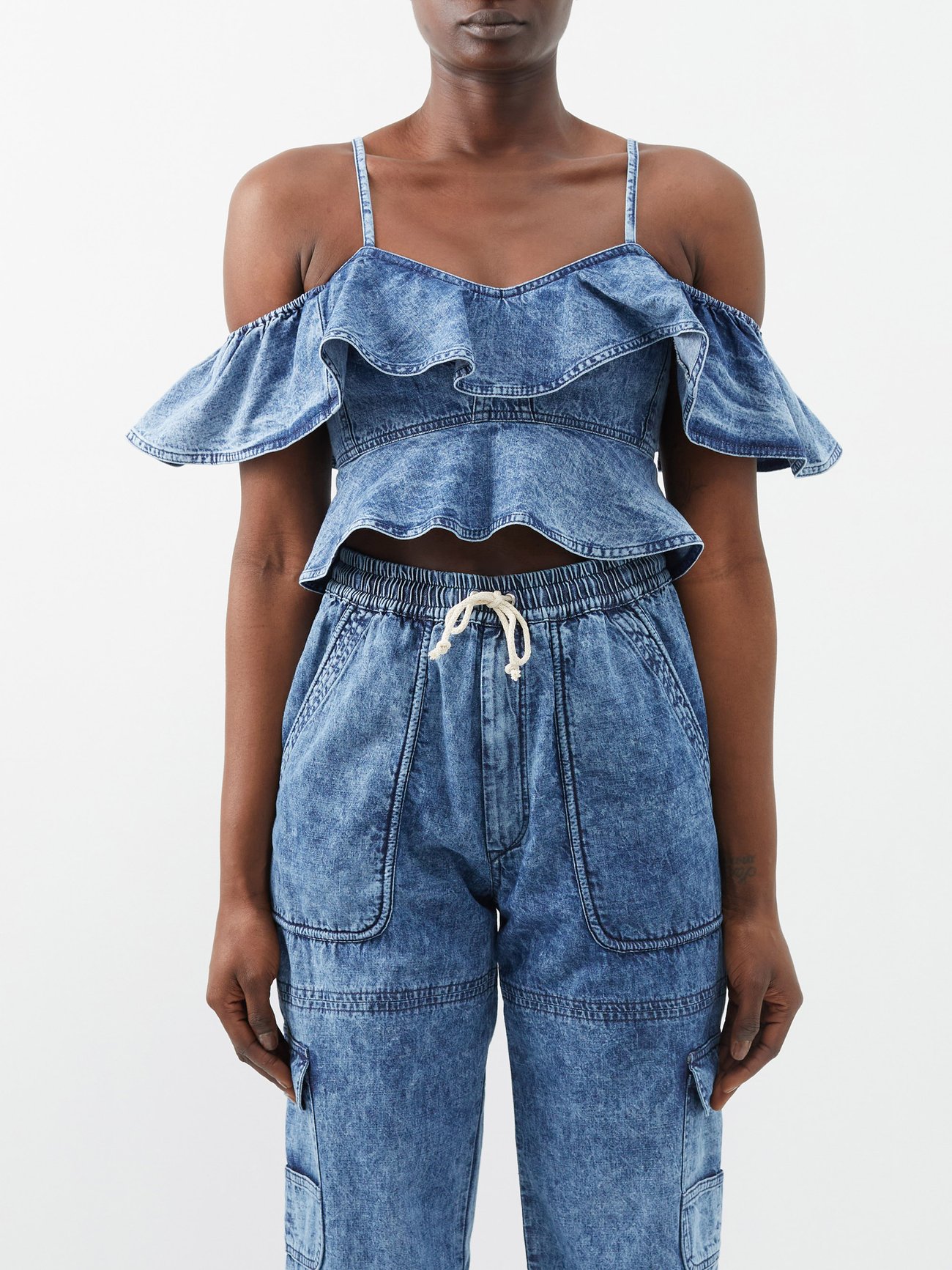 Women's Voloteo Chambray Crop Top In