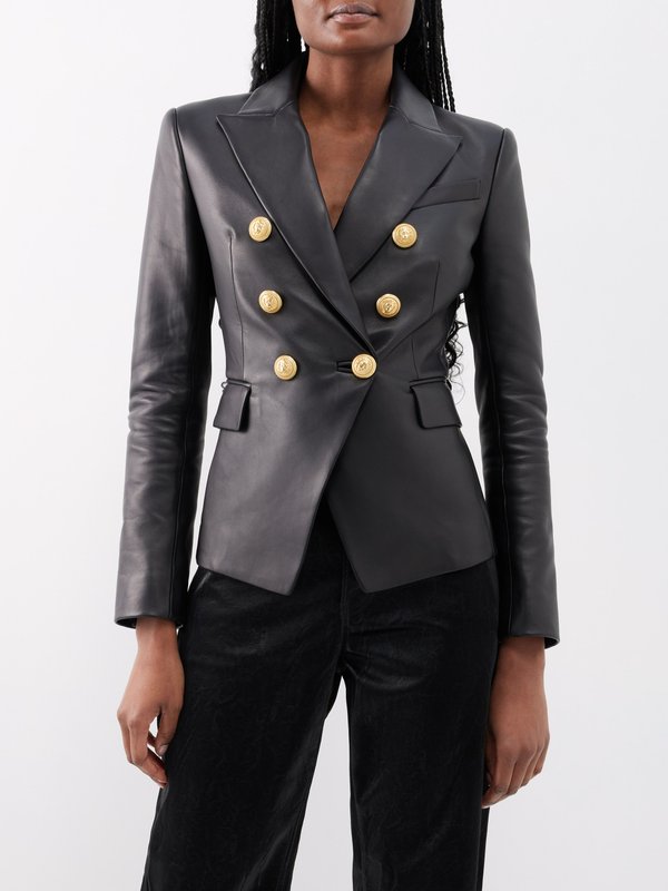 Balmain Double-breasted leather jacket