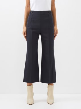 Chloé Cropped flared wool-blend tailored trousers