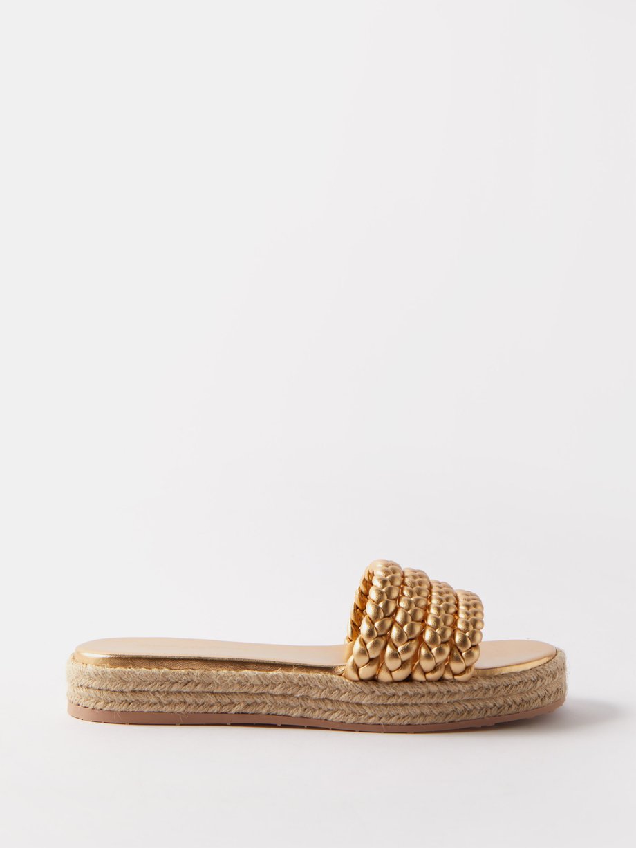 Gold Marbella braided-strap jute flatform sandals | Gianvito Rossi ...