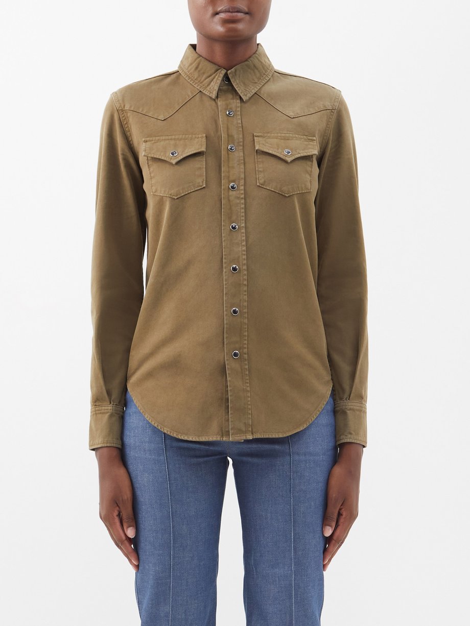 Green Flap-pocket denim shirt | Saint Laurent | MATCHES UK