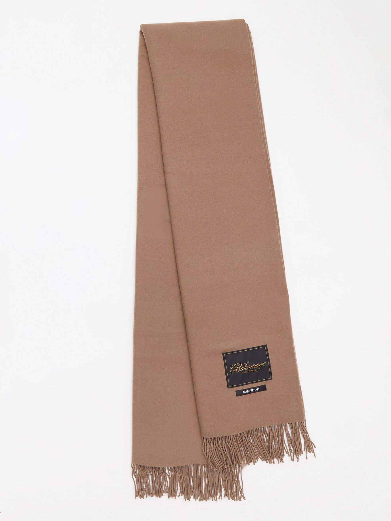 resident overskridelsen Ekstrem Beige Logo-patch tasselled wool scarf | Balenciaga | MATCHESFASHION US