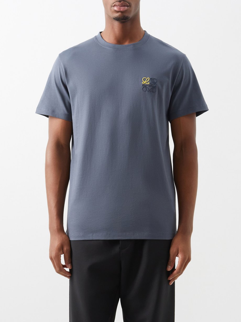 Blue Anagram-embroidered cotton-jersey T-shirt | LOEWE | MATCHES UK